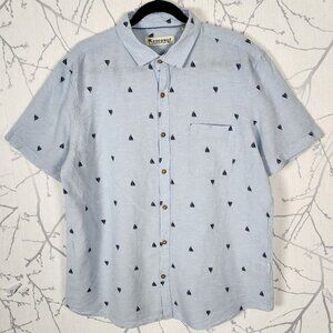 Coconut Connection Blue Sail Boats Print Linen Cotton Shirt